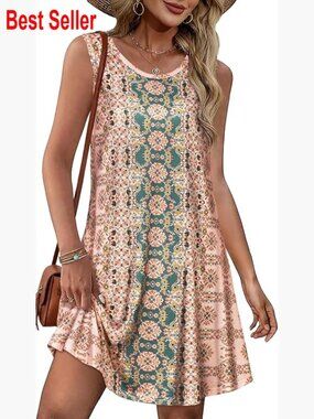 Sleeveless Floral Tank Sundress with Pockets, Casual Summer Dress